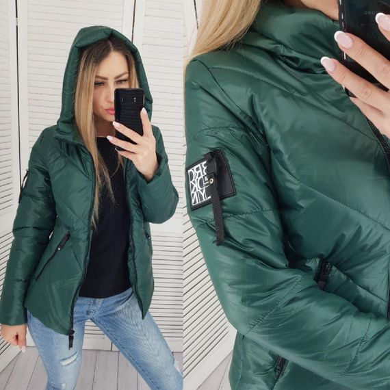 Жіноча демісезонна куртка, арт. 1008, темно зелений пляшка | Зображення 5