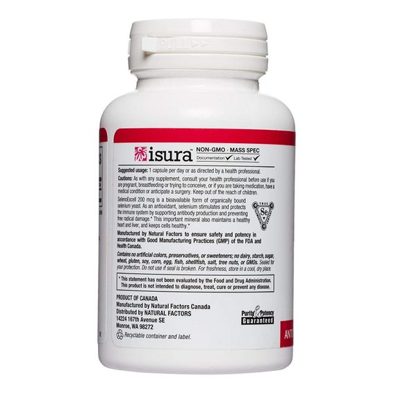 Селен Natural Factors SelenoExcell, Selenium 200 mcg 90 Caps | Зображення 2