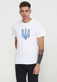 Футболка чоловіча біла з принтом "Герб-вишиванка", XL