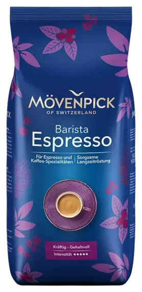 Кофе зерновой темной обжарки Movenpick Espresso Германия, 1кг (Оригинал)