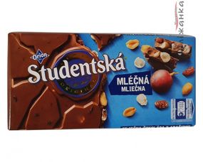 Шоколад молочний з арахісом і родзинками Studentska Mlecna, 180 г, Чехія