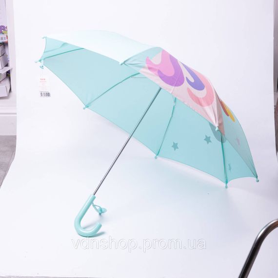 Класична дитяча парасолька-тростина механічна з поліестеру міцна надійна 8 спиць діаметр 89 см М'ятний HP-23-12M | Зображення 3