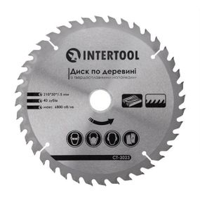 Диск пиляльний для дерева з твердосплавними напайками INTERTOOL CT-30231