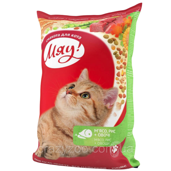 Сухой корм для котов Мяу с мясом, рисом и овощами 14 кг B1280601