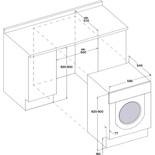 Прально-сушильна машина Whirlpool вбудована фронтальна BIWDWG75148 | Зображення 2
