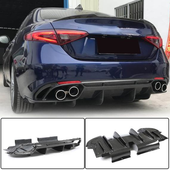 Дифузор заднього бампера V1 (для Base, Карбон) для Alfa Romeo Giulia 2016-2022 рр