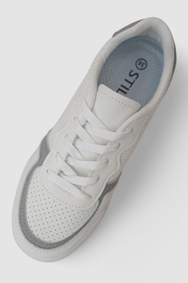 Женские кеды с перфорацией на шнурке экокожа цвет белый размер 39 248RAD60 | Зображення 6