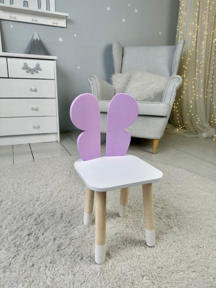 Дитячий столик білий і стільчик фіолетовий метелик. Столик із нішею для олівців і розмальовок | Зображення 7