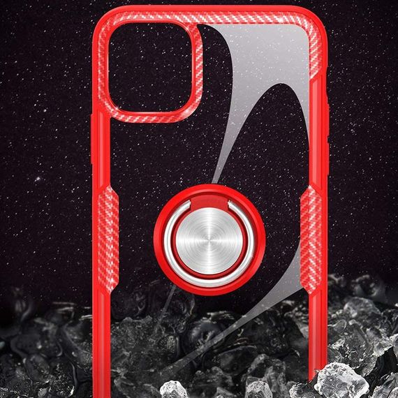 TPU+PC чехол Deen CrystalRing for Magnet (opp) для Apple iPhone 13 Pro (6.1") Бесцветный / Красный | Зображення 3