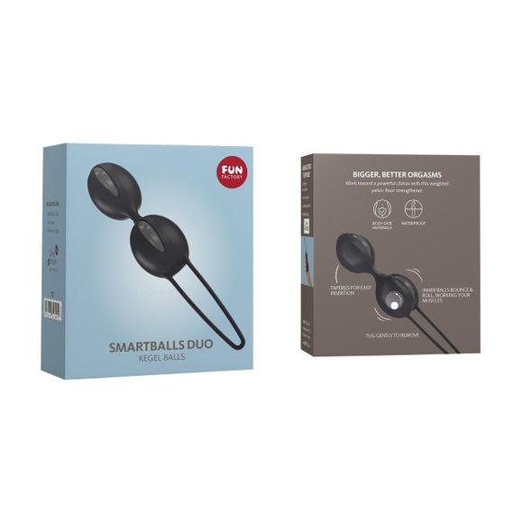 Вагинальные шарики Fun Factory SMARTBALLS DUO, черно-серые, 2 шт, диаметр 3,2 и 3,6 см | Зображення 4