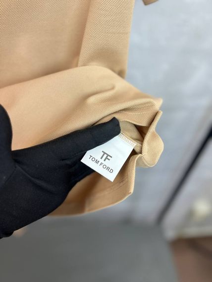 Трикотажне бежеве поло Tom Ford Logo "TF" Beige f685 | Зображення 3