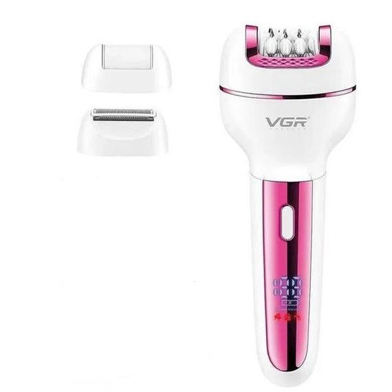 Женский беспроводной эпилятор 3в1 VGR V-732 для ног и зоны бикини с подсветкой и дисплеем. Цвет: розовый | Зображення 3