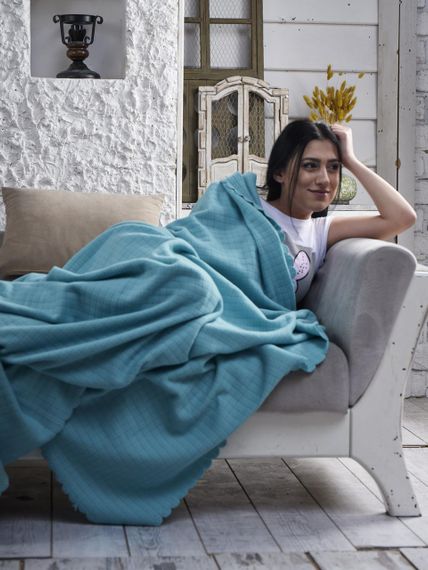 Флісовий Плед 185x215см "Полар" Бірюзовий