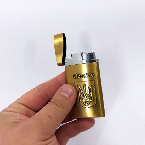 Турбо запальничка, кишенькова запальничка "Ukraine" 325, незвичайна запальничка, вітрозахисна. Колір: золотий | Зображення 2