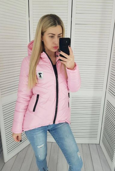 Жіноча демісезонна куртка з емблемою, арт.210/7, рожевий | Зображення 9
