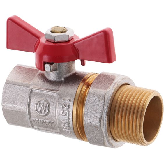 Кран з американкою 3/4" прямий WATERPRO червоний (WP0152) | Зображення 1