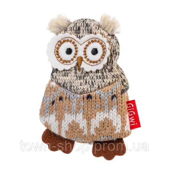Игрушка для собак Сова с пищалкой GiGwi Plush, текстиль, 10 см