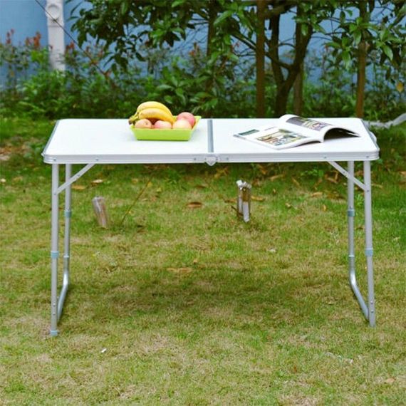 Стіл для пікніка та 4 стільці білий, Комплект для кемпінгу та пікніка, фірмовий алюмінієвий стіл валіза   знижка | Зображення 9
