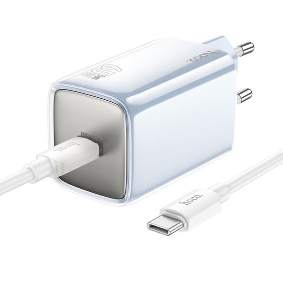 МЗП Hoco N48 Glorious PD65W (1USB-C) + кабель Type-C to Type-C Blue | Зображення 1