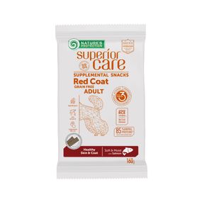Лакомства Nature's Protection Superior Care Red Coat Healthy Skin & Coat беззерновые с лососем для взрослых собак всех пород с рыжим окрасом шерсти 160 гр
