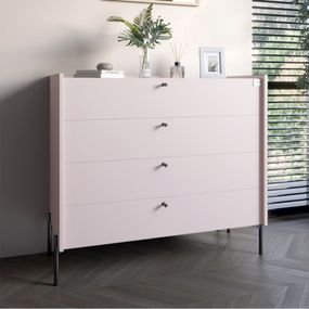 Комод із 4 шухлядами LION Wood із чорними ніжками 100х90х45 см Рожевий (LION-042984)