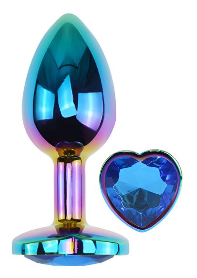 Анальна пробка з кристалом EGZO - Multicolor Heart Plug Blue size M Sex Aura | Зображення 1