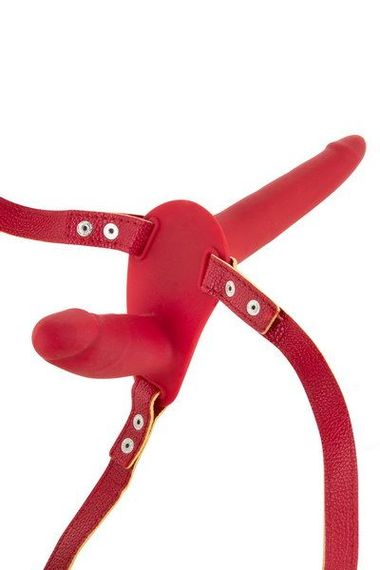 Подвійний страпон Fetish Tentation Strap-On with Double Dildo Red | Зображення 2