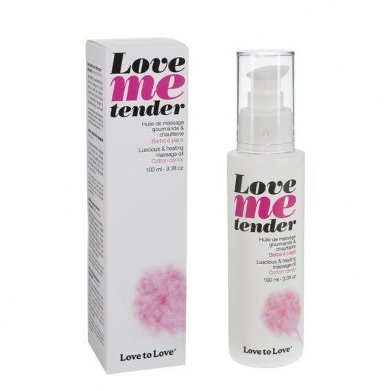 Масажна олія Love To Love - Love Me Tender, Cotton candy, 100 мл, аромат цукрова вата, без парабенів Sex Aura