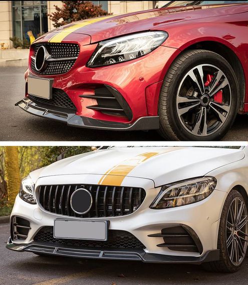 Передний Бампер Лип V3 для C43 AMG 2019-2021 Карбон для Mercedes C-сlass W205 | Зображення 4