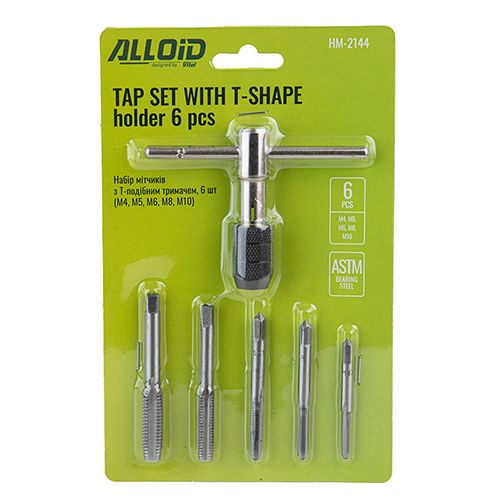 Alloid.Набір мітчиків з Т-подібним тримачем 6 од. (M4, M5, M6, M8, M10)