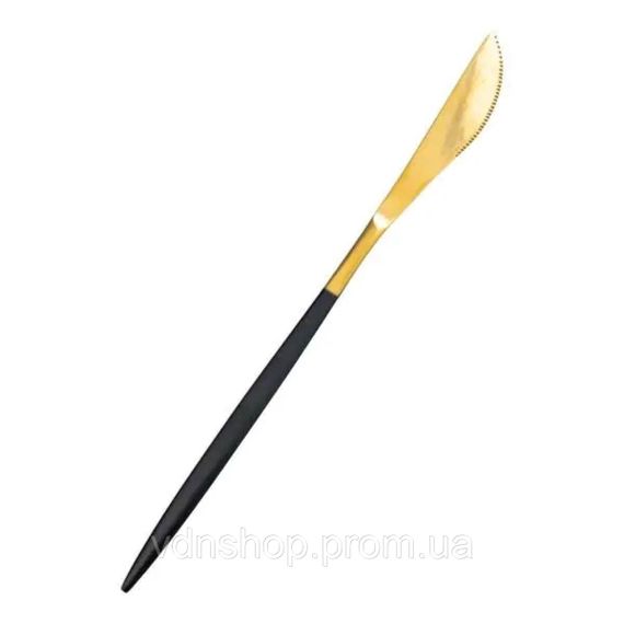 Набір столових ножів 6 штук ножі сервірувальні столові 22.5 см Чорний із золотом HP-20-6 | Зображення 1