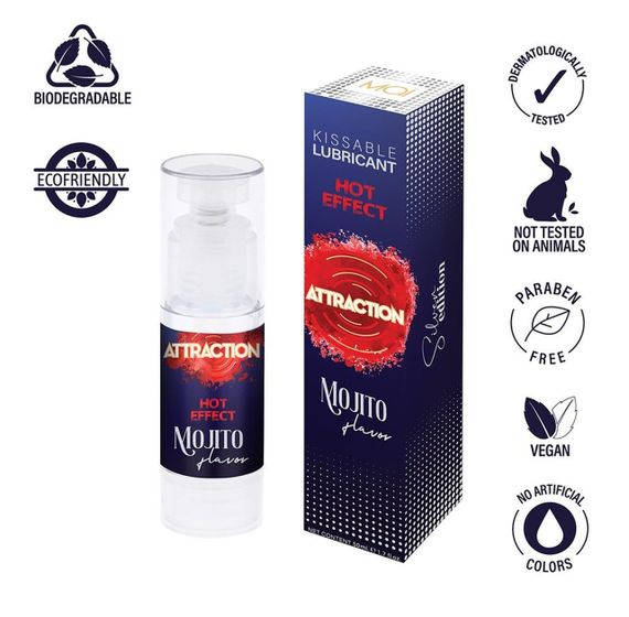 Веганська їстівна масажна олія зі зігрівальним ефектом і з ароматом мохіто Mai - Attraction Hot Kiss Massage Oil Mojito flavor, 50 | Зображення 3