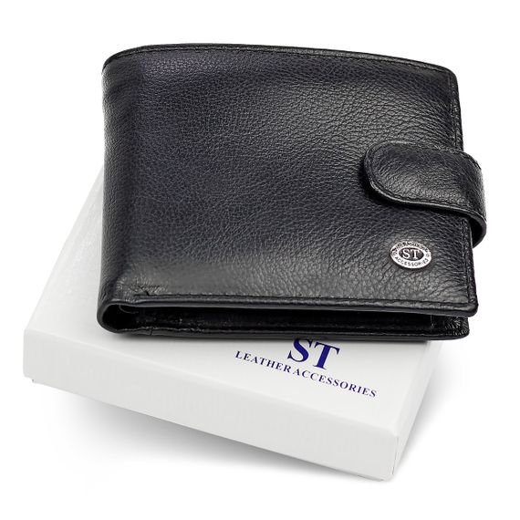 Класичне чоловіче портмоне з натуральної шкіри ST Leather ST102 Чорний | Зображення 2