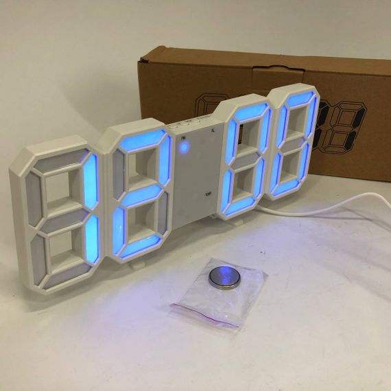Годинник настільний LY-1089 з білим підсвічуванням LED синій, Годинник настільний професійний електронний | Зображення 5
