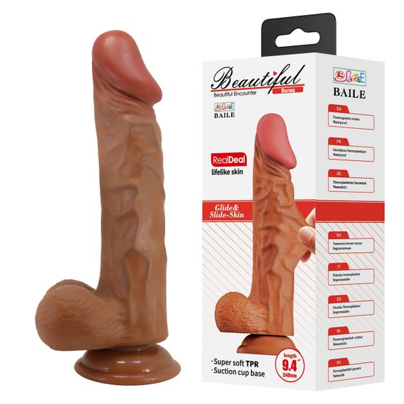 Фалоімітатор з мошонкою на присосці BAILE - Beautiful Burag 9.4", BW-008104NR-1 sexstyle