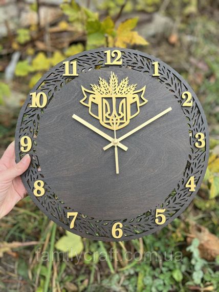 Настенные часы из дерева с гербом Украины Патриотические часы из фанеры | Зображення 3