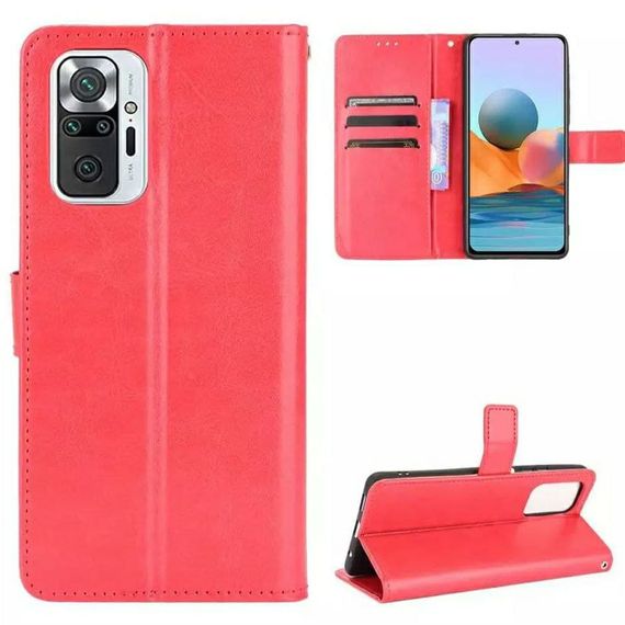 Чохол книжка з кишенями для карт на Xiaomi Redmi Note 10 4G / 10S / Poco M5s колір Червоний