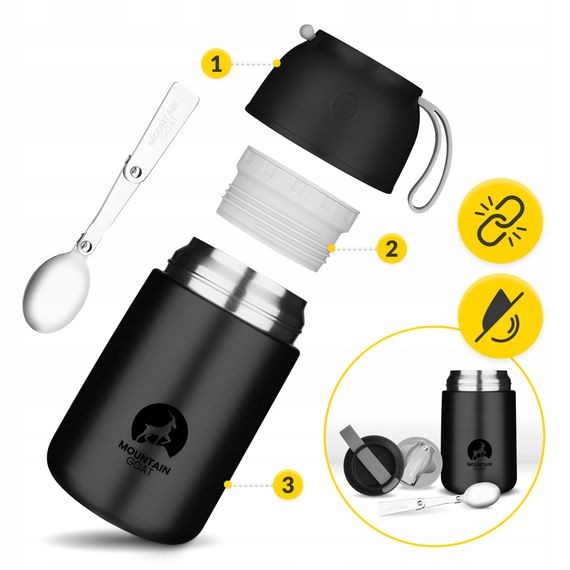 Термос для їжі Mountain Goat 0.72 л з ложкою Black (P-5905973406956) | Зображення 2