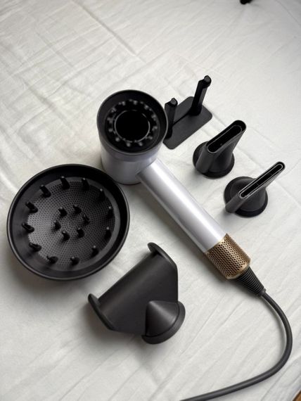 Фен Super Hair Dryer білий з золотом з іонізацією та турборежимом 5 насадок | Зображення 1