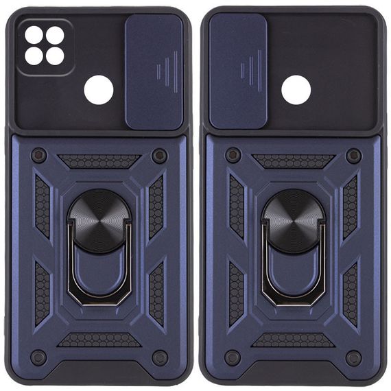 Ударостійкий чохол Camshield Serge Ring для Xiaomi Redmi 9C/Redmi 10A TPU+PC, Шторка на камеру, Синій