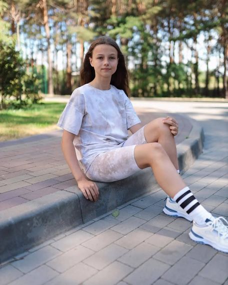 Комплект для дівчинки підлітковий (футболка+велосипедки) Носи своє 164 Бежевий (p-14536-164380) | Зображення 3