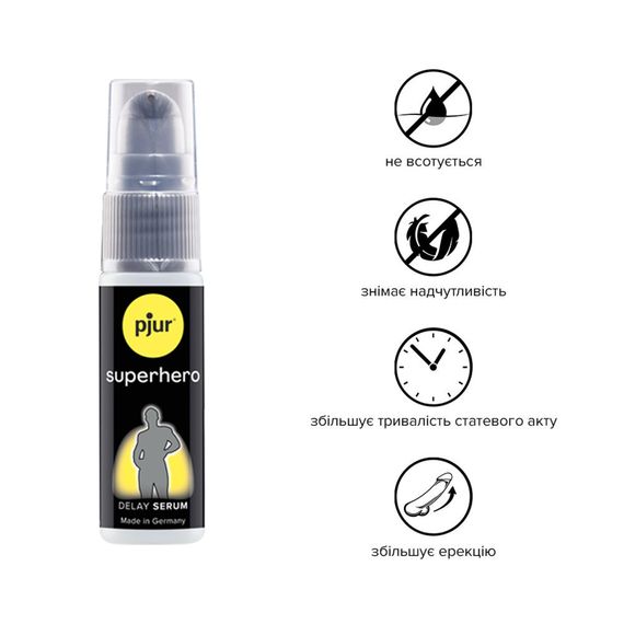 Сироватка-пролонгатор pjur Superhero Delay Serum 20 мл, створює ефект плівки, без оніміння | Зображення 1