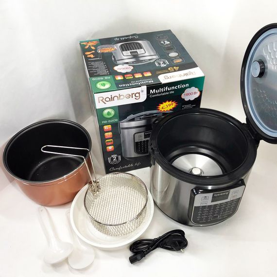 Мультиварка пароварка Rainberg RB-6209 45 програм 6 л 1000W, Сенсорна мультиварка рисоварка | Зображення 6