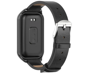 Кожаный ремешок Mijobs для фитнес браслета Xiaomi Mi Smart Band 8 Active - Black