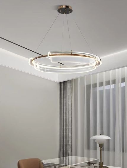 Люстра світлодіодна підвісна LED світильник для квартири на стелю лед 26893 Латунь 30-150х80х80 см. | Зображення 8