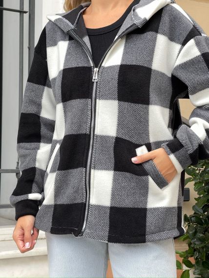 Женская теплая флисовая рубашка в клетку ALI302 цвет черный, размер 46/48 | Зображення 1