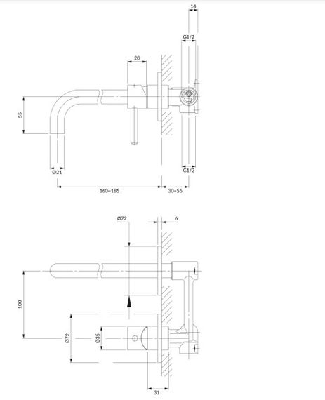 Смеситель для раковины Omnires Y скрытого монтажа graphite (Y1215HGR) | Зображення 1