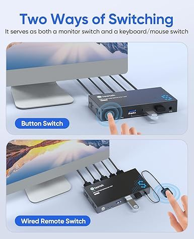 DP 2.1 KVM-переключатель 8K@60 Гц 2 ПК 1 монитор USB 3.0 2 порта Steetek Ultra HD 2 в 1 выход KVM-переключатель с 2 кабелями USB 3.0 и 1 3,5 мм аудиокабелем(Б/У) (stk-s7230p) | Зображення 4