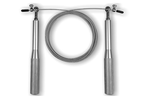 Швидкісна скакалка EasyFit Aluminium зі сталевим тросом та алюмінієвими ручками сіра (EF-1910-SR)