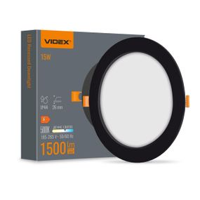 Світлодіодний світильник Back вбудований круглий VIDEX 15W 5000K Black